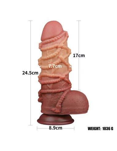 9.5'' Dual layered Platinum Silicone Cock with Rope Dildó Dongok - Dildók Lovetoy