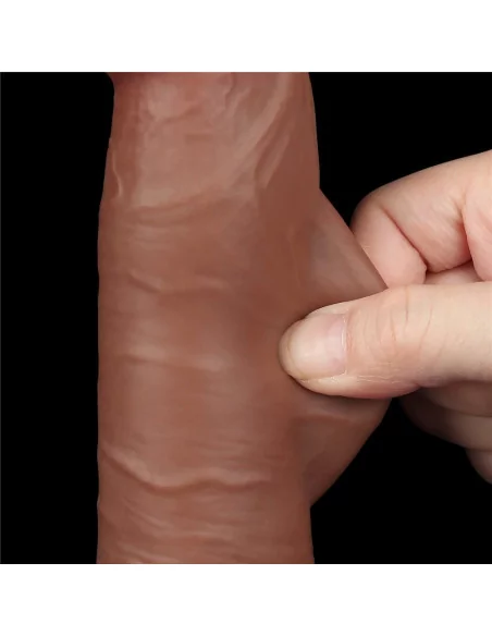 8'' Sliding Skin Dual Layer Dong Brown I Dildó Dongok - Dildók Lovetoy
