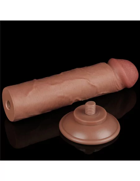 8'' Sliding Skin Dual Layer Dong Brown II Dildó Dongok - Dildók Lovetoy