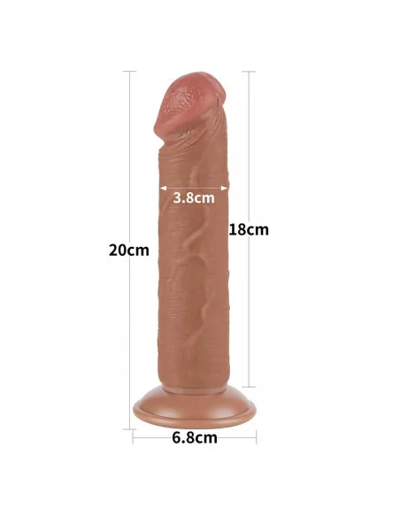 8'' Sliding Skin Dual Layer Dong Brown II Dildó Dongok - Dildók Lovetoy