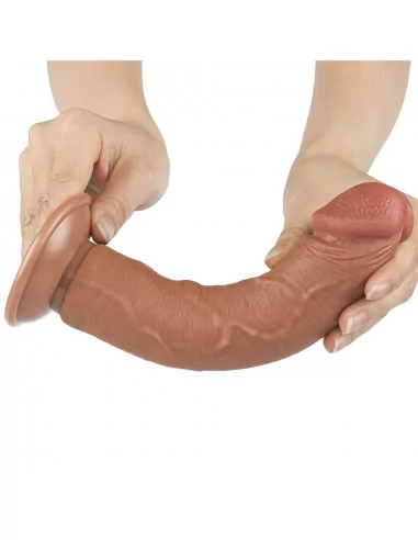 8'' Sliding Skin Dual Layer Dong Brown II Dildó Dongok - Dildók Lovetoy
