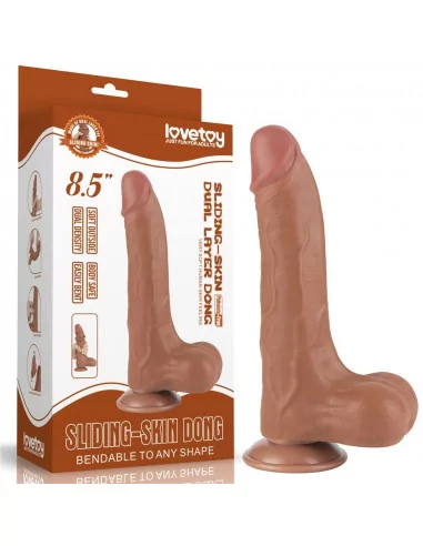 8.5'' Sliding Skin Dual Layer Dong Brown II Dildó Dongok - Dildók Lovetoy