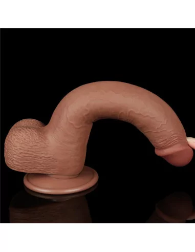 9'' Sliding Skin Dual Layer Dong Brown Dildó Dongok - Dildók Lovetoy