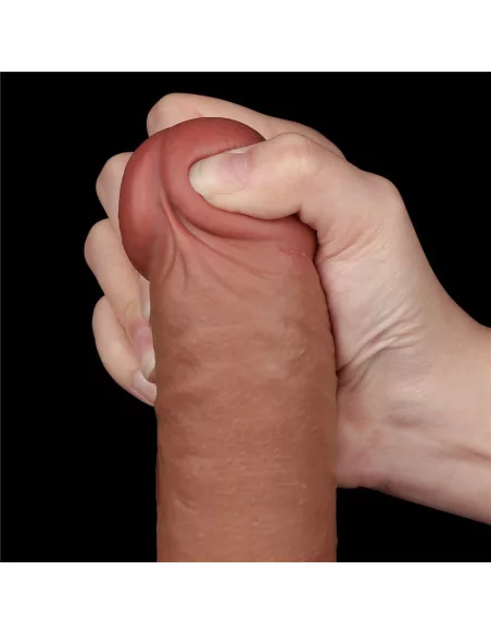 9.5'' Sliding Skin Dual Layer Dong Brown Dildó Dongok - Dildók Lovetoy