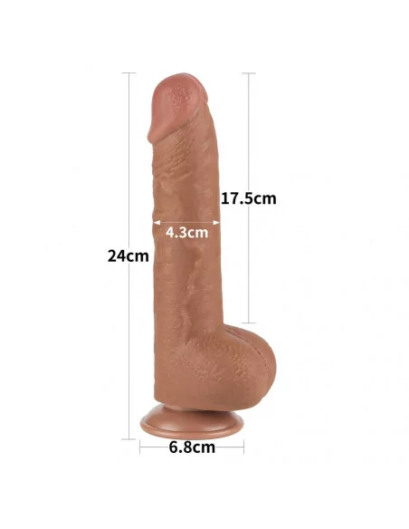 9.5'' Sliding Skin Dual Layer Dong Brown Dildó Dongok - Dildók Lovetoy