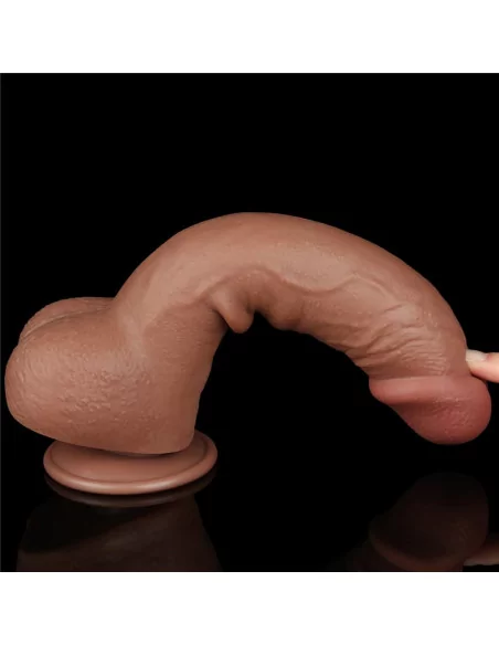9.5'' Sliding Skin Dual Layer Dong Brown Dildó Dongok - Dildók Lovetoy