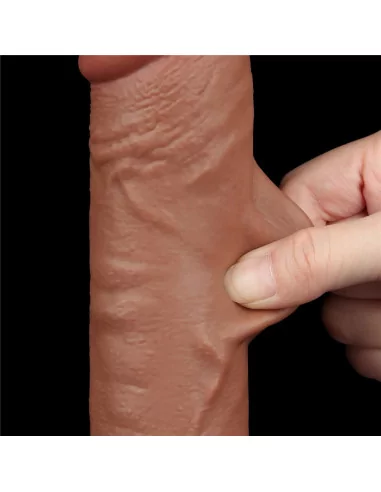 9.5'' Sliding Skin Dual Layer Dong Brown Dildó Dongok - Dildók Lovetoy
