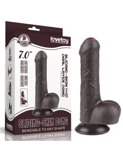 7'' Sliding Skin Dual Layer Dong Black Dildó Dongok - Dildók Lovetoy