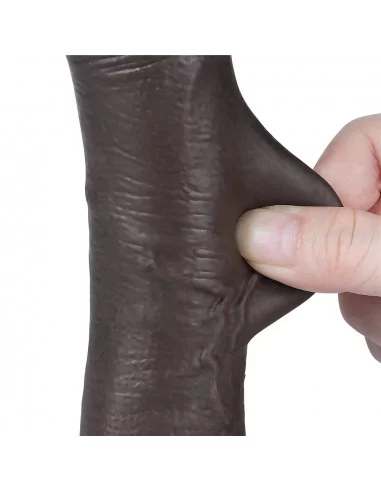 7.5'' Sliding Skin Dual Layer Dong Black I Dildó Dongok - Dildók Lovetoy