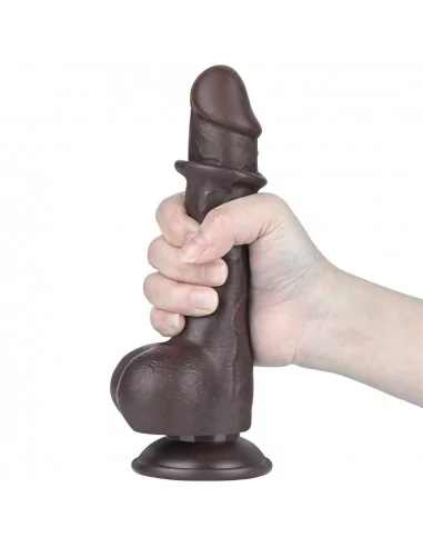 7.5'' Sliding Skin Dual Layer Dong Black II Dildó Dongok - Dildók Lovetoy