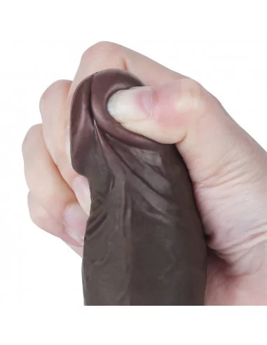 8'' Sliding Skin Dual Layer Dong Black I Dildó Dongok - Dildók Lovetoy