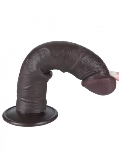 8'' Sliding Skin Dual Layer Dong Black II Dildó Dongok - Dildók Lovetoy