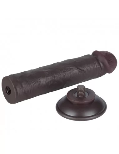8'' Sliding Skin Dual Layer Dong Black II Dildó Dongok - Dildók Lovetoy