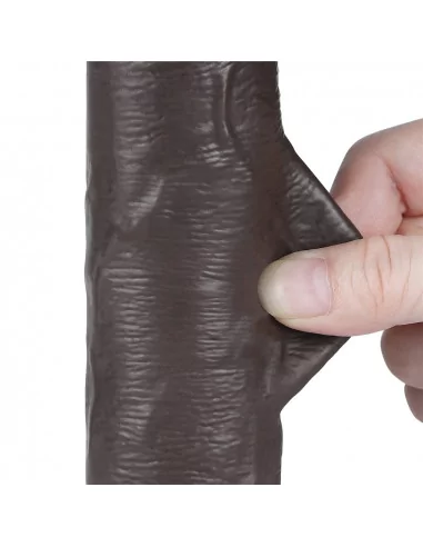 8'' Sliding Skin Dual Layer Dong Black II Dildó Dongok - Dildók Lovetoy