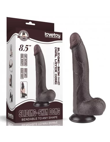 8.5'' Sliding Skin Dual Layer Dong Black I Dildó Dongok - Dildók Lovetoy