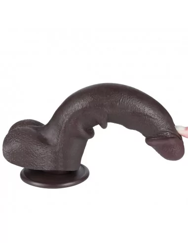 8.5'' Sliding Skin Dual Layer Dong Black I Dildó Dongok - Dildók Lovetoy