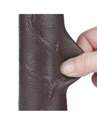 8.5'' Sliding Skin Dual Layer Dong Black I Dildó Dongok - Dildók Lovetoy