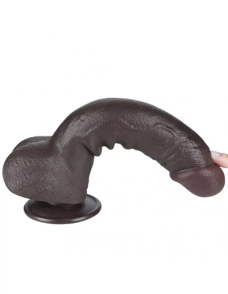9.5'' Sliding Skin Dual Layer Dong Black Dildó Dongok - Dildók Lovetoy