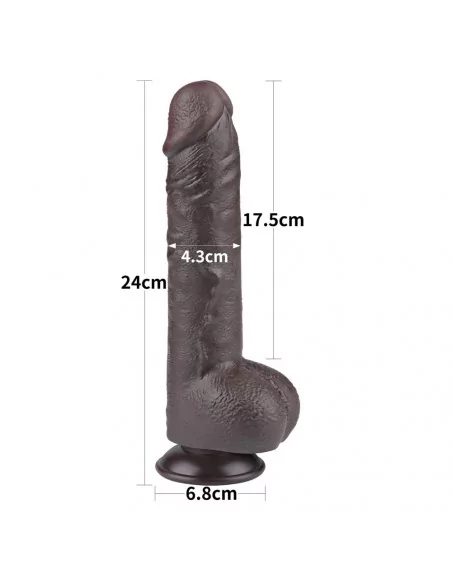 9.5'' Sliding Skin Dual Layer Dong Black Dildó Dongok - Dildók Lovetoy