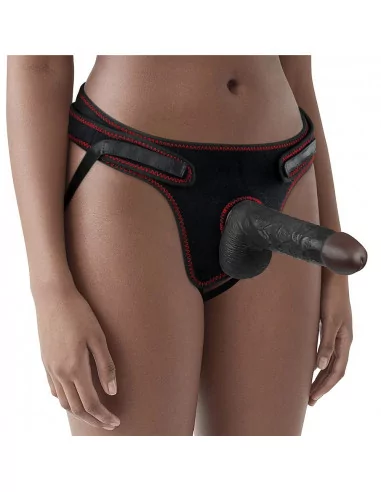 Easy Strapon Set 7.0'' Black Felcsatolható Dildó Felcsatolható eszközök Lovetoy