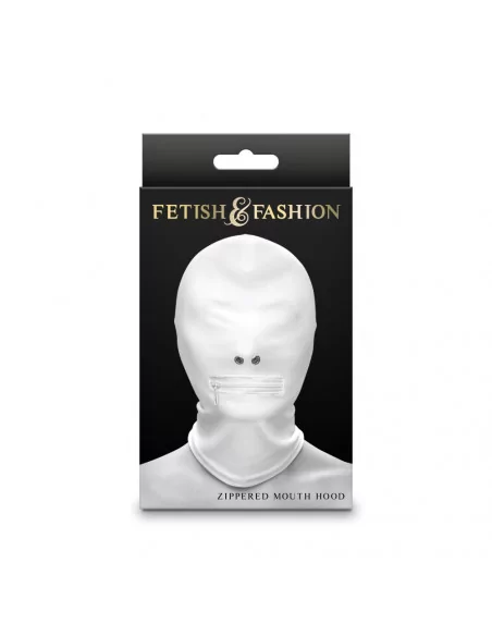 Fetish & Fashion - Zippered Mouth Hood - White - Maszk Maszkok - Szemkötők - Fejfedők NS Toys