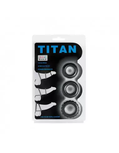 Titan 3 in 1 Silicone Rings Black Péniszgyűrű Péniszgyűrűk - Mandzsetták Debra