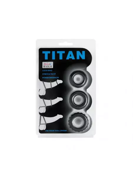 Titan 3 in 1 Silicone Rings Black Péniszgyűrű Péniszgyűrűk - Mandzsetták Debra
