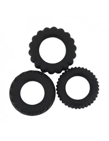 Titan 3 in 1 Silicone Rings Black Péniszgyűrű Péniszgyűrűk - Mandzsetták Debra