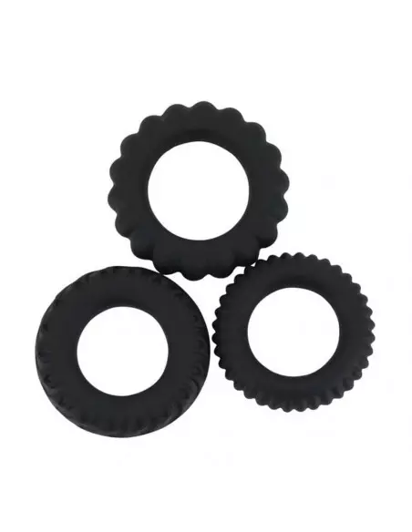 Titan 3 in 1 Silicone Rings Black Péniszgyűrű Péniszgyűrűk - Mandzsetták Debra