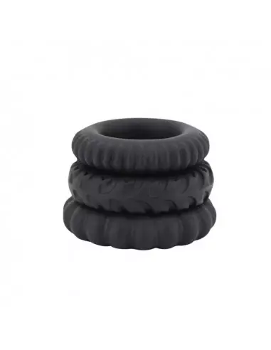 Titan 3 in 1 Silicone Rings Black Péniszgyűrű Péniszgyűrűk - Mandzsetták Debra