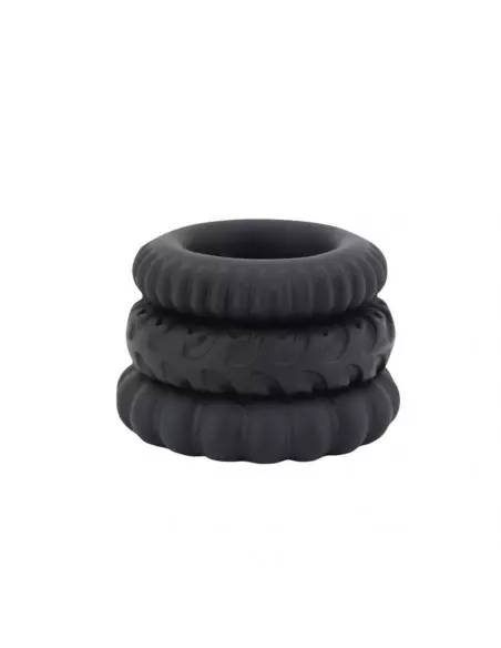 Titan 3 in 1 Silicone Rings Black Péniszgyűrű Péniszgyűrűk - Mandzsetták Debra