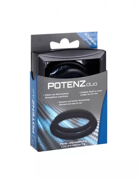 POTENZduo Black Size M Péniszgyűrű Péniszgyűrűk - Mandzsetták Joydivision POTENZduo Black Size M Péniszgyűrű Péniszgyűrűk - Mandzsetták Joydivision