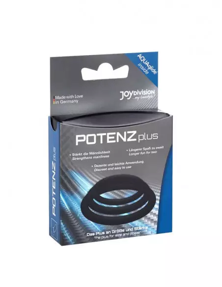 POTENZplus Black 3er Mix (S, M, L) Péniszgyűrű Péniszgyűrűk - Mandzsetták Joydivision