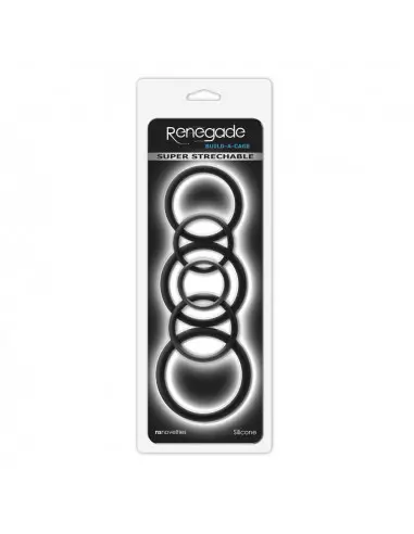 Renegade - Build-A-Cage Rings - Black Péniszgyűrű Péniszgyűrűk - Mandzsetták NS Toys