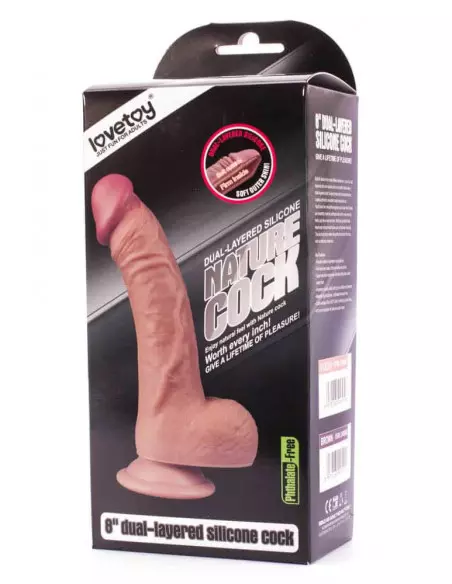 8" Dual-Layered Silicone Nature Cock Flesh Dildó Dongok - Dildók Lovetoy