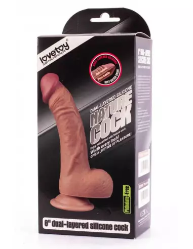 Dual-Layered Silicone 8 inch Dildó Brown Dongok - Dildók Lovetoy