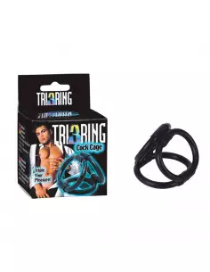 Tri Ring Cock Cage Black Péniszgyűrű Péniszgyűrűk - Mandzsetták Seven Creations