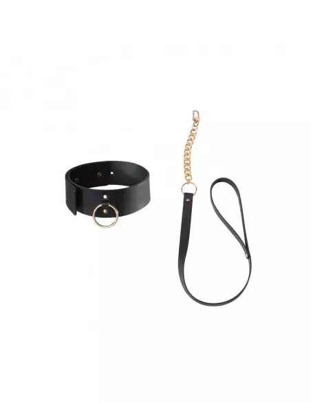 Maze Wide Choker With Leash Black Nyakörv Pórázzal Nyakörv és póráz Bijoux Indiscrets